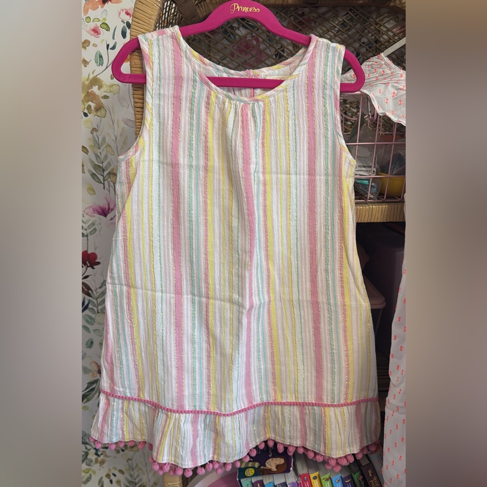 Adorable dress with cute pompoms at the hem. Excellent condition.